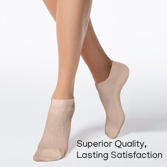 🆕Unisex Black White Beige Cotton Ankle Socks 4 Pack Low Cut Breathable Running - Picture 4 of 8